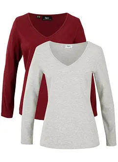 Longsleeve met V-hals (set van 2), bonprix