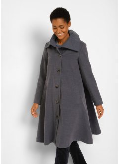 Lange jas in wollen look en in A-lijn met wijde, opstaande kraag, bpc bonprix collection
