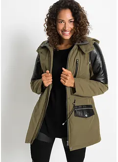 Parka met imitatieleer, bonprix