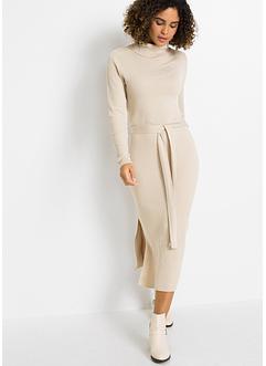 Gebreide jurk met strikceintuur, BODYFLIRT