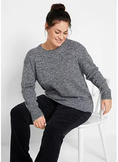 Gebreide, gemêleerde trui met ronde hals, bonprix
