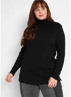 Geribde longsleeve met col, bonprix