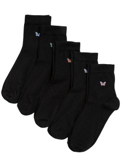 Korte sokken met borduursel (5 paar) met biologisch katoen, bpc bonprix collection