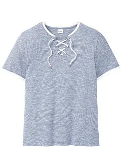 T-shirt met vetersluiting van biologisch katoen, bonprix