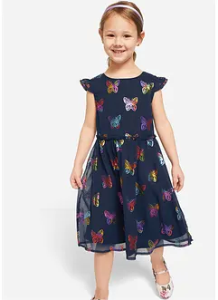 Meisjes feestelijke chiffon jurk met vlinderprint, bonprix