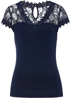 Shirt met kant van viscose, bonprix