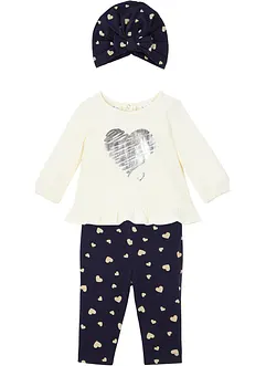 Baby shirt, legging en muts (3-dlg. set) van biologisch katoen, bonprix