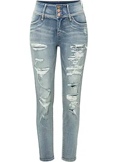 High-waist skinny jeans met destroyed effecten, bonprix