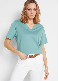 Wijd longshirt met V-hals (set van 5), korte mouw, bonprix