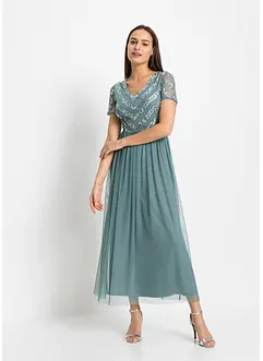 Maxi jurk met lovertjesborduursel, bonprix