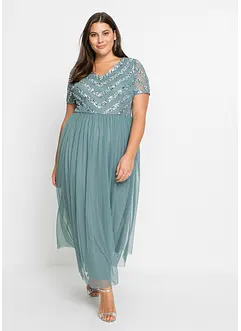 Maxi jurk met lovertjesborduursel, bonprix