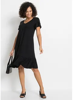 Jersey jurk met volants in een viscosemix, bonprix