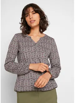 Gedessineerde longsleeve met Henley kraag, bonprix