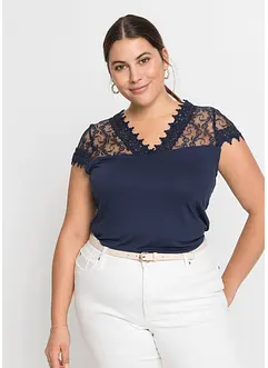 Shirt met kant van viscose, bonprix