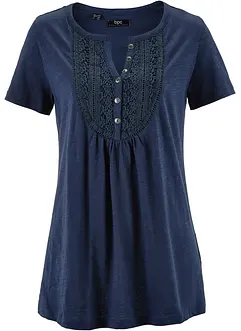 Katoenen shirt van slub garen, korte mouw, bonprix