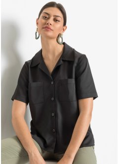 Zara Basic Blouse met korte mouwen zwart elegant Mode Blouses Blouses met korte mouwen 