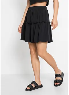 Jersey rok in een viscosemix met volant, bonprix