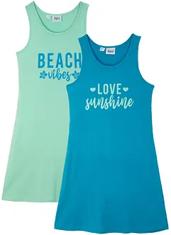 Meisjes jersey jurk (set van 2) van biologisch katoen, bonprix