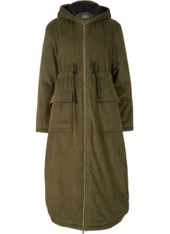 Lange corduroy jas met teddy fleece capuchon, bonprix