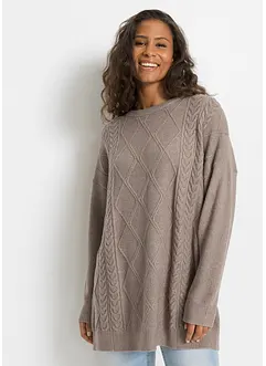 Oversized trui met kabelpatroon, bonprix