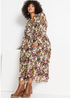 Midi jurk met gerecycled polyester en bloemenprint, RAINBOW