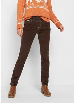 Slim fit stretch corduroy broek met contrastnaden, bonprix