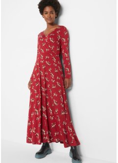 Gedessineerde maxi jurk van viscose, lange mouw, bpc bonprix collection