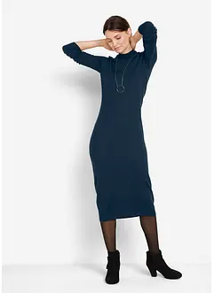 Fijn gebreide jurk met opstaande kraag, bonprix
