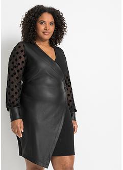 Jurk van imitatieleer met kanten mouwen, BODYFLIRT boutique