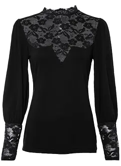 Longsleeve met kant in een viscosemix, bonprix