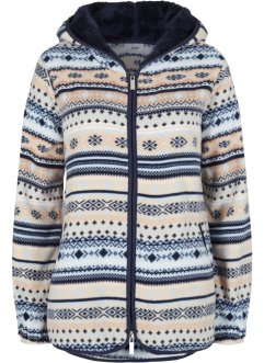 Fleece vest met capuchon en Noors patroon, bpc bonprix collection