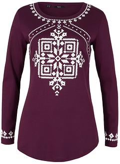 Geribde longsleeve van katoen met Noors patroon, bpc bonprix collection
