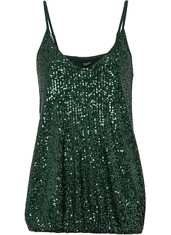 Top met spaghettibandjes en pailletten in een zachte viscosemix, bonprix