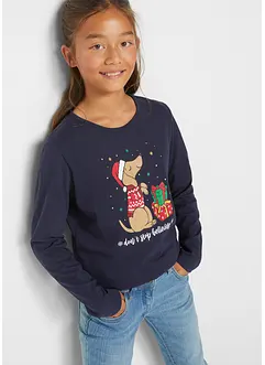 Meisjes kerst longsleeve van biologisch katoen (set van 2), bonprix