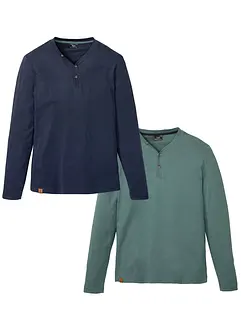 Henley shirt (set van 2) van biologisch katoen, lange mouw, bonprix