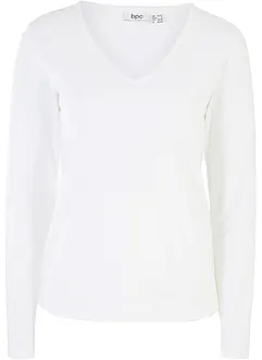 Longsleeve met V-hals en biologisch katoen, bonprix