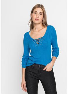 Geribde trui met vetersluiting, BODYFLIRT boutique