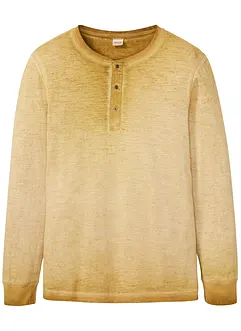 Henley shirt van biologisch katoen in gewassen look, lange mouw, bonprix