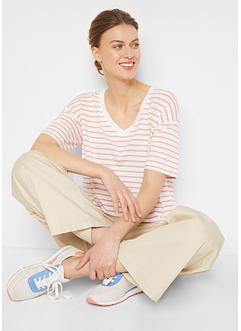 Shirt met halflange mouwen en V-hals van viscose, bpc bonprix collection