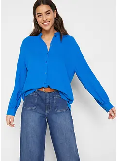 Lange mousseline blouse van katoen met zijsplitten, bonprix