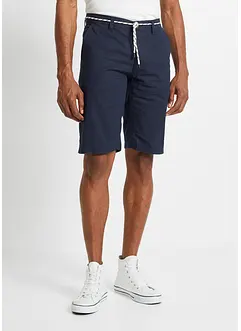 Chino bermuda met linnen en strikkoordjes, regular fit, bonprix