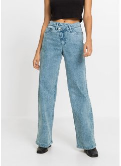 Wijde jeans met asymmetrische band en biologisch katoen, RAINBOW