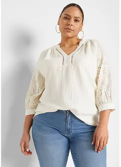 Mousseline tuniek met broderie anglaise, bonprix