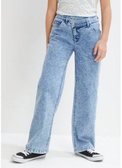 Meisjes wijde jeans met schuine band, John Baner JEANSWEAR