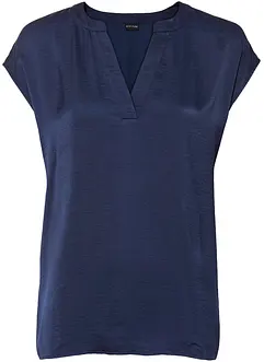 Soepelvallende, satijnen blouse met oversized schouders, bonprix