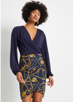 Jersey jurk met rokdeel in wikkellook, BODYFLIRT boutique