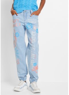 Jeans met tekstprint, RAINBOW