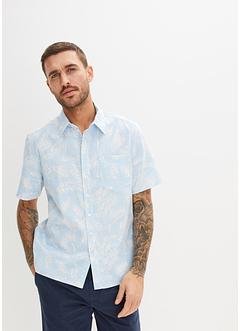 Overhemd met linnen en korte mouwen, regular fit, bpc bonprix collection
