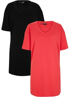 Shirtjurk met V-hals, oversized (set van 2), bonprix