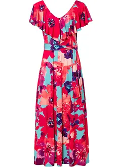 Maxi jurk met volant en ceintuur, bonprix